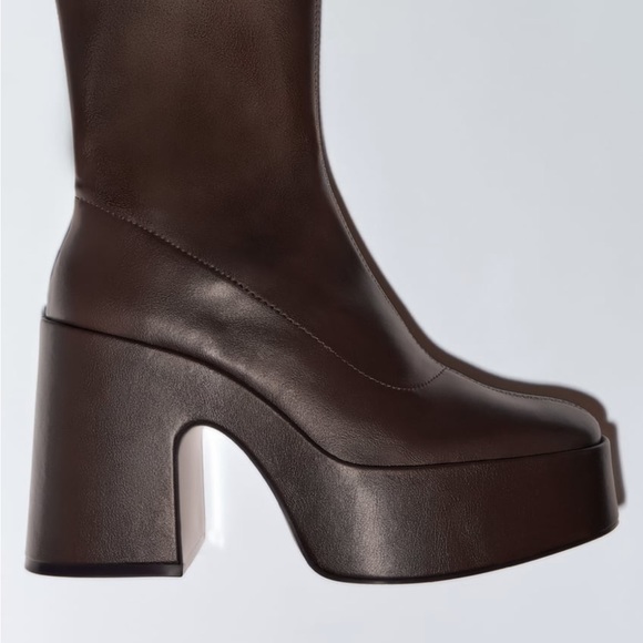 Zara NWT black platform boots Sz 8 - Picture 9 of 9